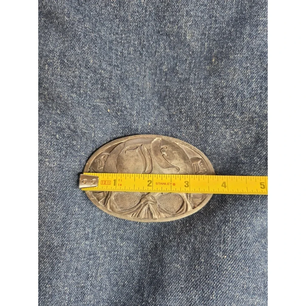 Vintage Solid Metal Pirates Belt Buckle Skull Nautical
